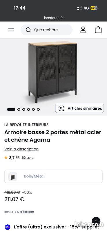 Armoire basse métal plateau chêne (image 5)