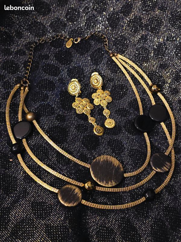 Ensemble Choker Multirangs & Clips Oversize Dorées Vintage (image 3)