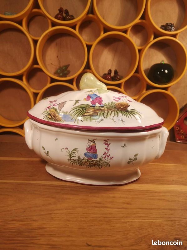 Soupière en Faïence Décor Chinoiseries Peint Main (image 1)