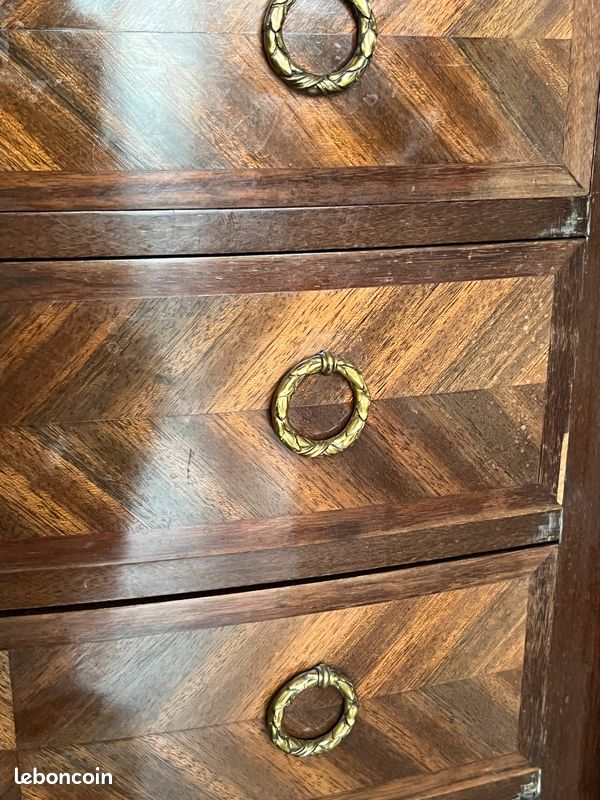 Commode style Louis XV en bois de violette et marbre rose (image 11)