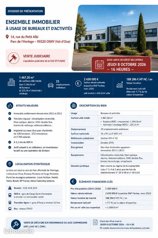 Immeuble 1467 m² · à Osny · 1 467 m² · 500 000 €