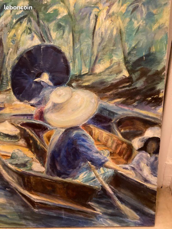 Tableau « Marché flottant en Asie « 80x65 (image 5)