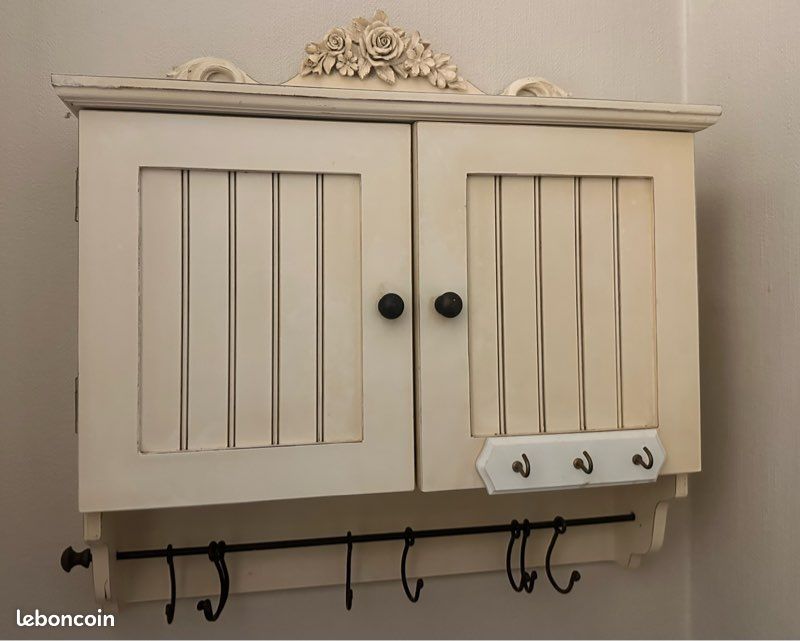 Lot 3 étagères murales shabby chic campagne romantique patine crème (image 3)