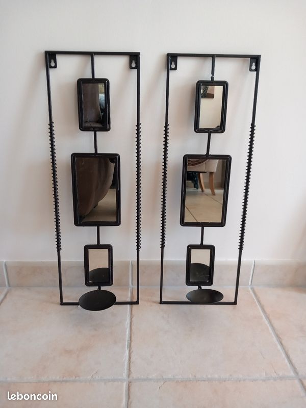 Mirroir et photophore en fer forgé (image 1)