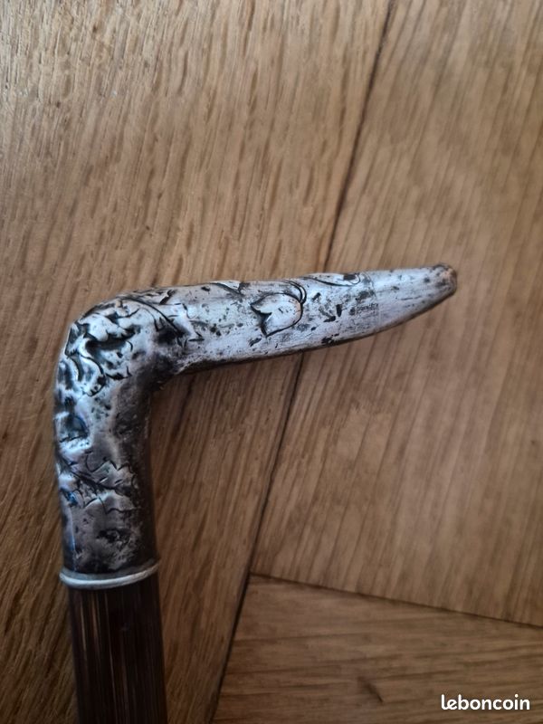 Ancienne canne extremites en argent (image 1)
