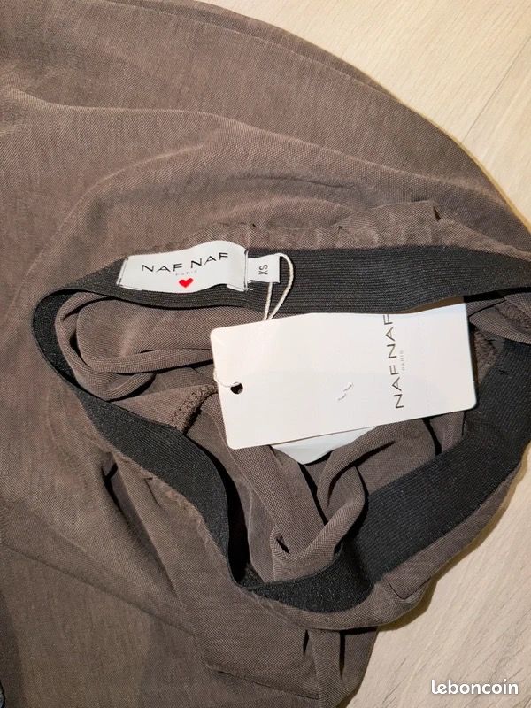 Jupe midi marron drapée asymétrique Naf Naf – taille XS (image 9)