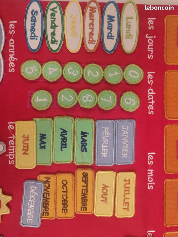 Calendrier en coton brodé à suspendre pour enfant CADEAU POUR NOËL (image 6)