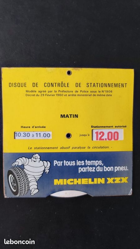 Disque de stationnement vintage Michelin XZX (image 2)