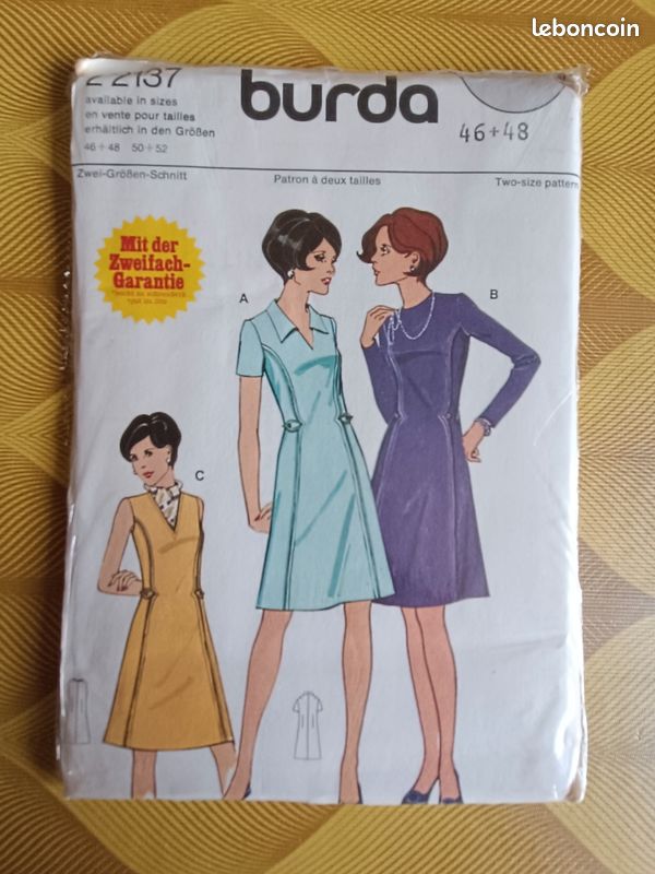 Patron de couture Burda taille 46 48 vintage femme (image 1)