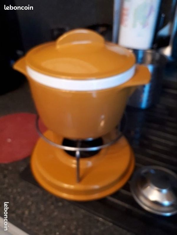 Appareil à fondue en céramique jaune moutarde S_decor France 31 (image 1)