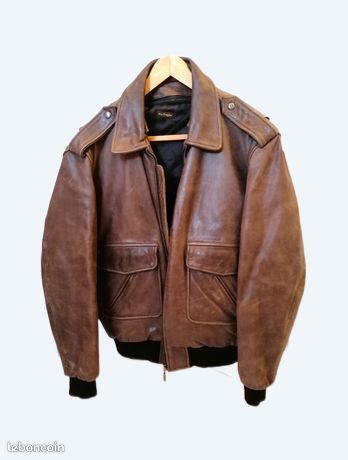 Blouson En Cuir Mac Douglas Marron Chocolat - Taille M (50), Neuf Sans étiquettes