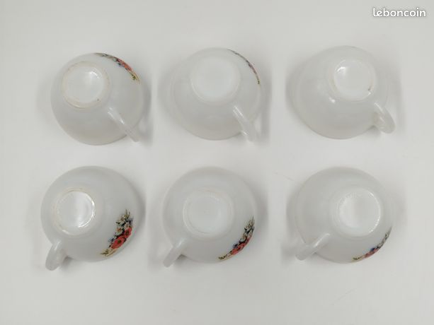 LOT 6 BOLS MUGS TASSE POMME POIRE 5994 ARCOPAL - Vendu