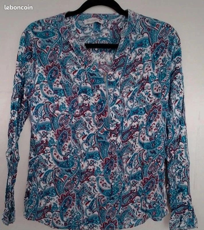Chemisier En Jean Scottage - Taille 44/46 (2XL) - Bleu - Manches Courtes