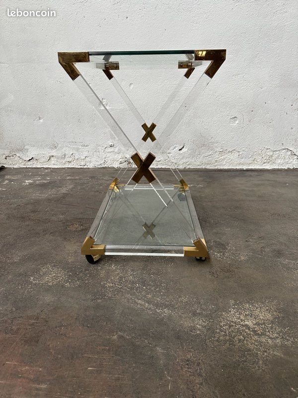 Desserte ou chariot de service en altuglass et laiton (image 12)