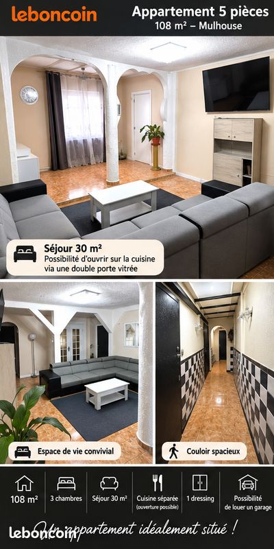 Appartement 5 pièces 108 m² · à Mulhouse · 108 m² · 120 000 €
