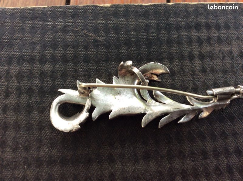 Broche Ancienne Argent Massif 850 Avec Marcassites - France