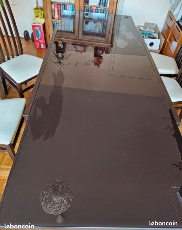 Table extensible Calligaris bois et verre wenge + 4 chaises (image 12)