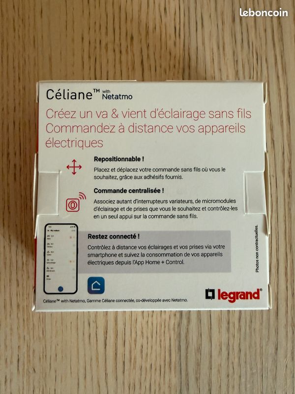 Commande sans fil pour éclairage et prises sans fils Céliane with Netatmo avec support et enjoliveur Blanc (image 2)