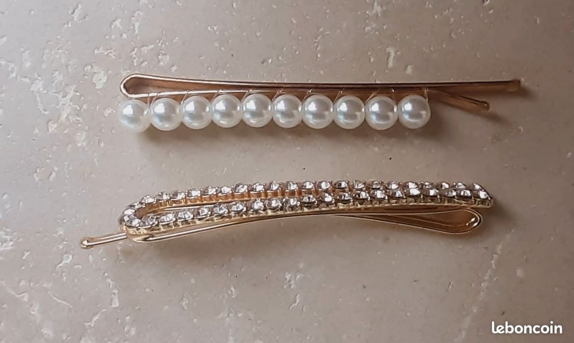 Barettes cheveux briants et perles (image 1)