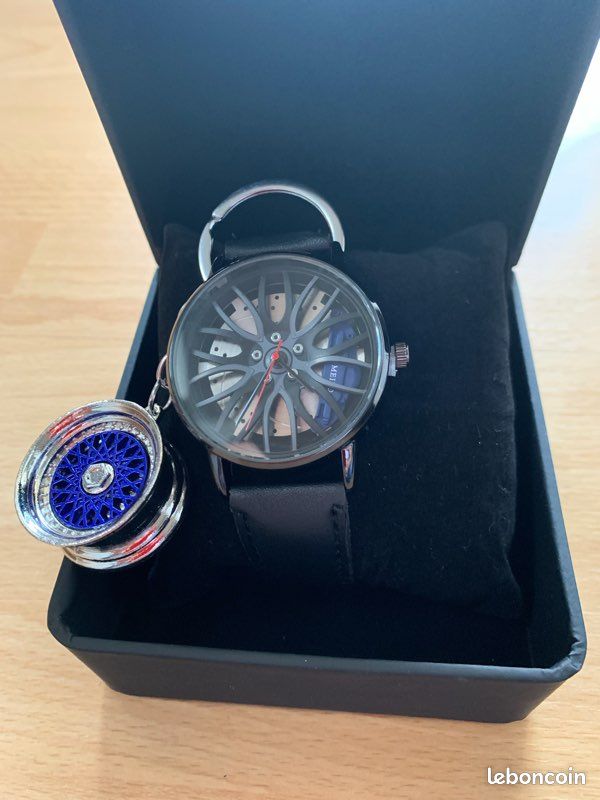Coffret montre automobile jante étrier de frein et porte clé en métal (image 6)