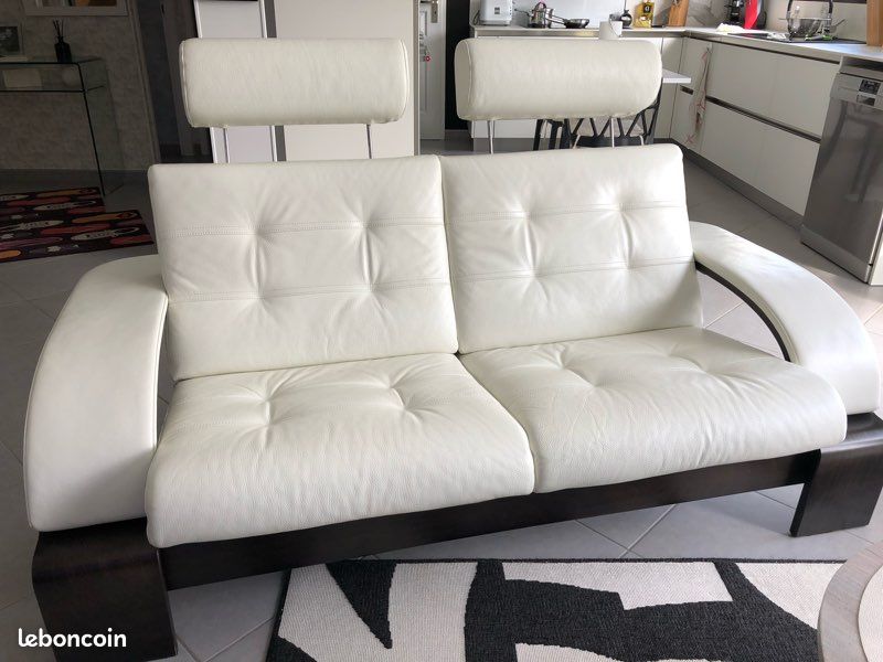 Canapé cuir blanc Roche Bobois 3 places