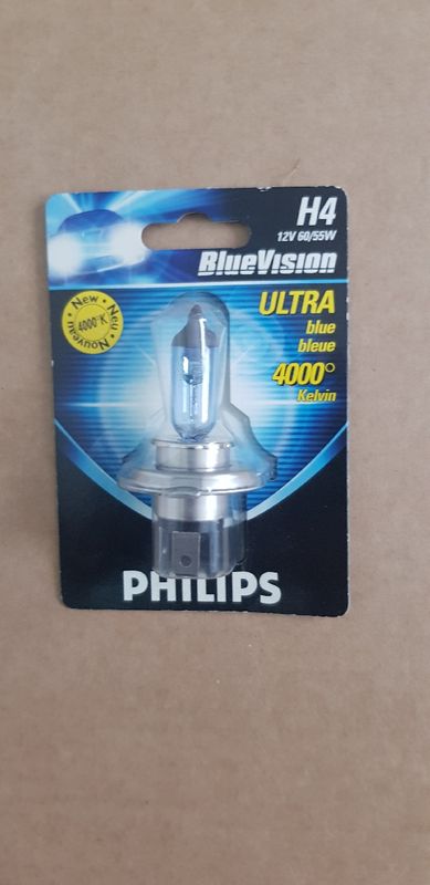 Lot de 2 ampoules Philips H4 blue vision ultra blue - Équipement auto