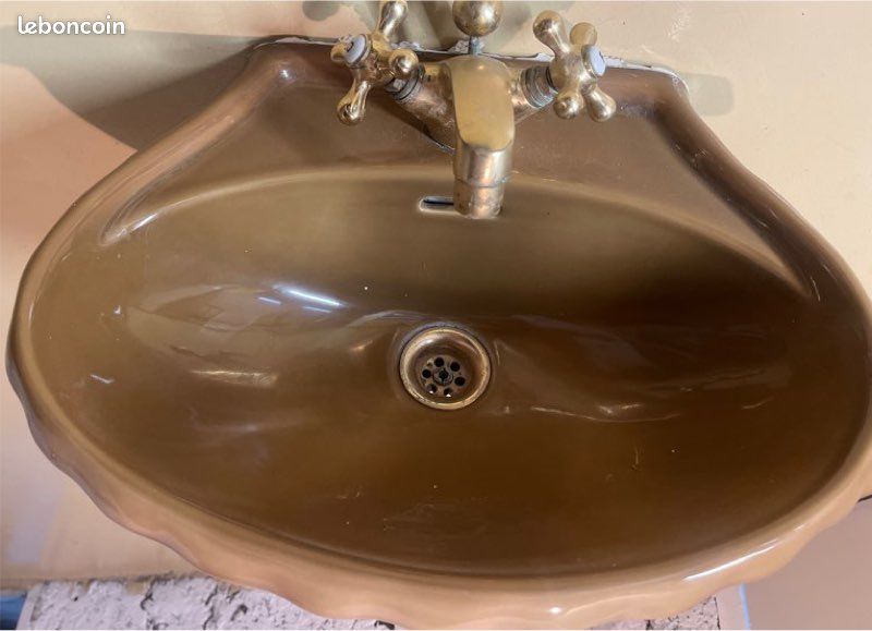 Lavabo coquillage céramique vintage (image 2)