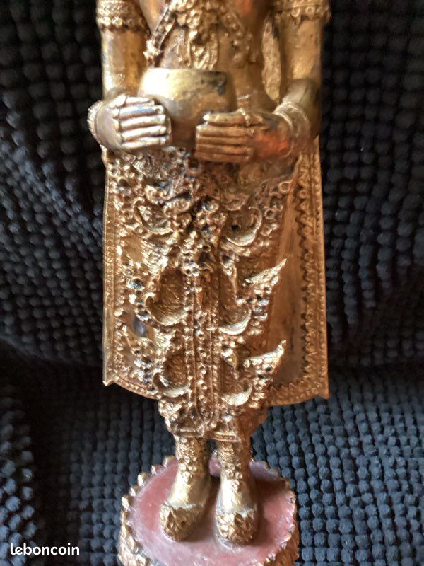 Grande statue de bouddha Thaïlandaise Bronze doré XXème 50 cm (image 15)