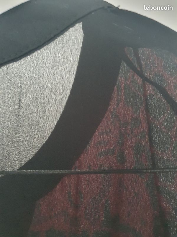 Blouse manches 3/4 noir/rouge foncé BPC (image 5)