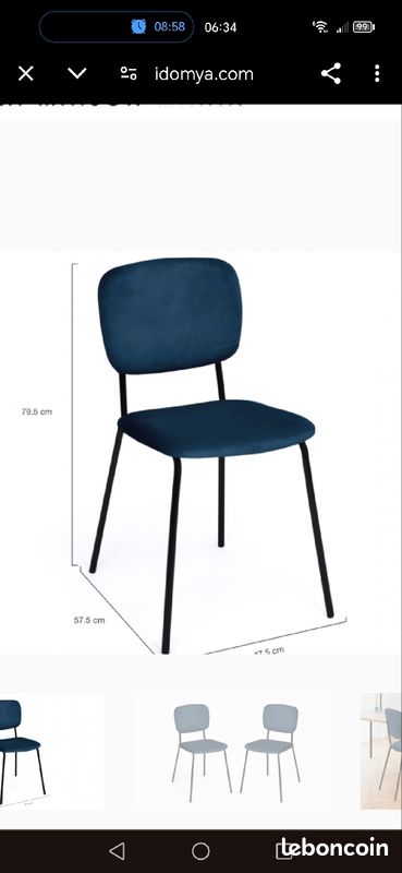 🚨 Lot de 4 Chaises neuves- bleu canard (image 6)