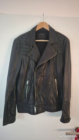 Veste En Cuir AllSaints Pour Homme - Taille M - Noir - Occasion Très Bon état - Style Blouson