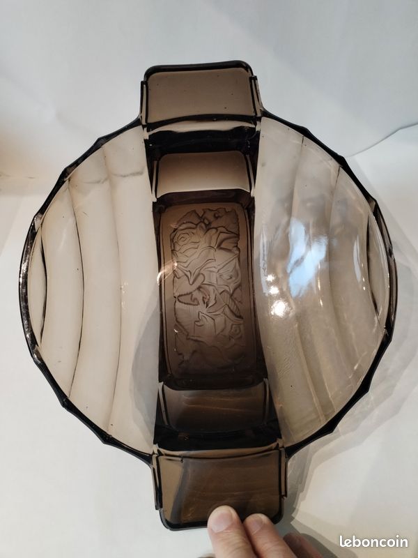 Ensemble d'une coupe et de six coupelles en verre fumé - Art Deco (image 10)