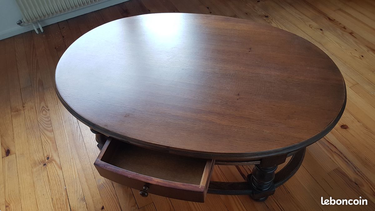Table basse ovale bois massif (image 2)