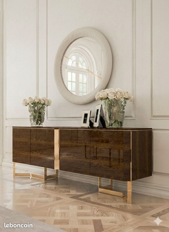 Miroir rond beige 110cm (image 2)