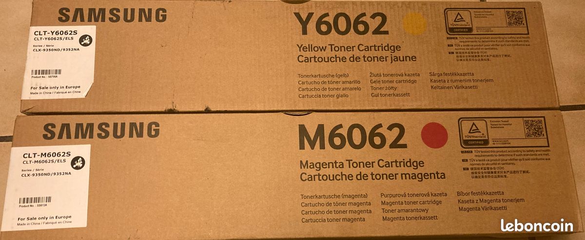 Lot 2 toners (magenta/rouge et jaune) pour Samsung MultiXpress CLX-9350ND ou CLX-9352NA (image 1)