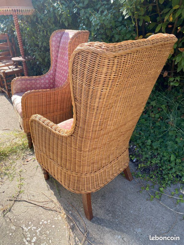 Lot de 2 fauteuils en rotin + repose pied (image 2)