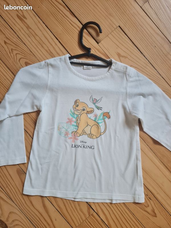 đŠ T-shirt manches longues Disney Le Roi Lion â 3 ans tee-shirt blanc (image 2)
