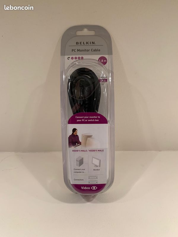 Câble pour moniteur PC, VGA ou SVGA, marque BELKIN (image 1)