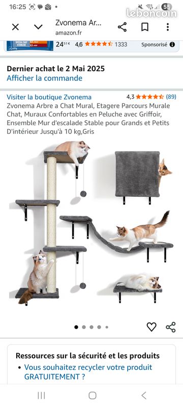 Étagère Murale Et Parcours D'escalade Pour Chat - Contreplaqué - Avec Plateforme De Repos - Marque Navaris - Neuf