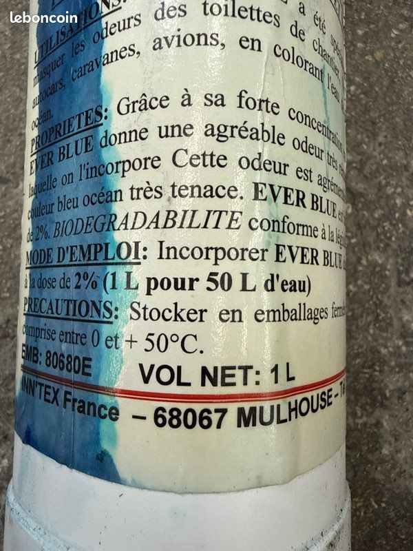 8 litres Liquide concentr WC chimiques menthe blue camping-car caravane -  Bricolage