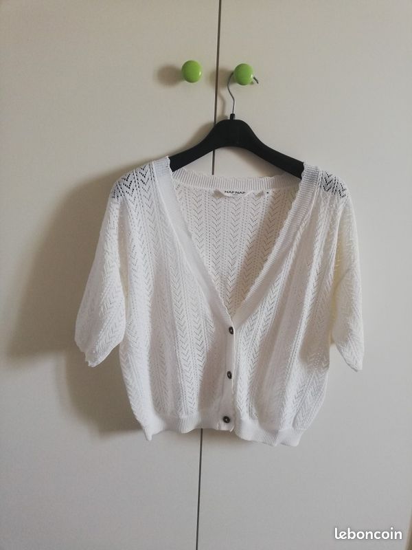 Gilet femme, court, écru, taille M, Naf-Naf, NEUF Vêtements