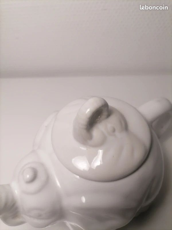 Théière zoomorphe blanche , vintage éléphant faïence (image 3)