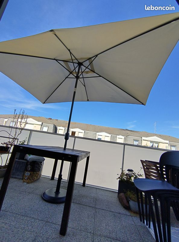 Parasol rectangle beige hestia avec pied (image 9)
