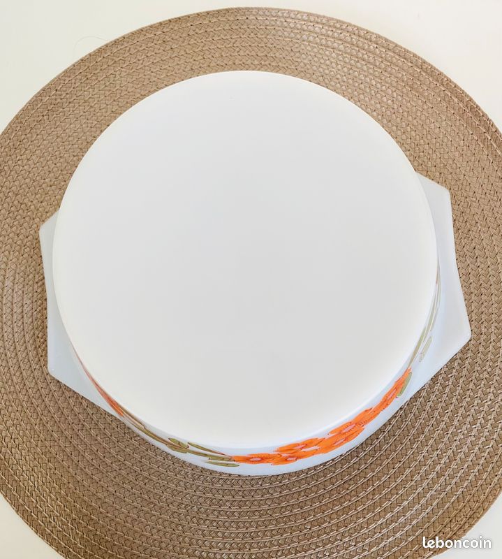 Plat à Four Ovale Arcopal Vintage 70's - Décor Flore Fleurs Oranges - Très Bon état