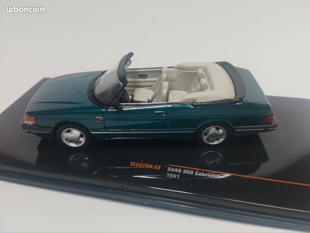 Miniature SAAB 900 TURBO Cabriolet – 1/18 ANSON, Bleu Nuit, Sans Boîte, Collection