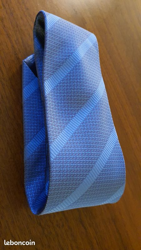 Lot de 3 cravates 100% soie (bleu et gris) (image 4)