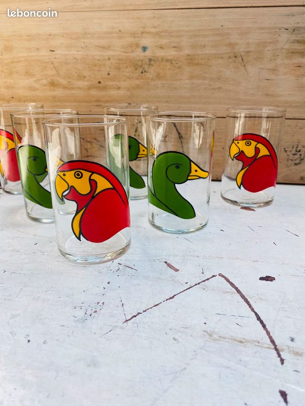 6 verres à eau vintage Modèle « Perroquet » et « Canard » (image 3)