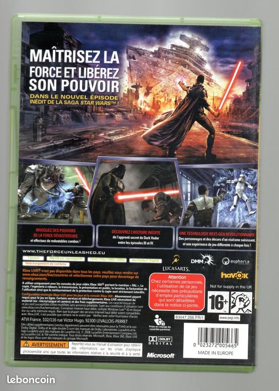 Star Wars : Le Pouvoir de la Force XBOX 360 – FR – BE – Testé – Envoi 24/48h - Jeux vidéo