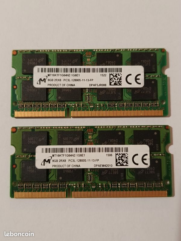 Micron 8Go 4Go 2Go DDR3 1600MHz PC3-12800S 204Pin SODIMM Laptop Mémoire SDRAM FR