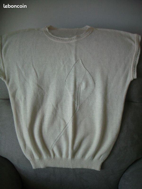 Petit pull écru avec motif belles finissions T 46 (image 1)